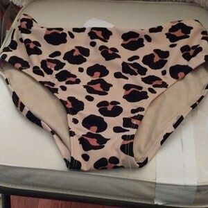 Art Class High Waisted Junior Tan Bikini Bottom  Leopard Print  NWT SizeXL